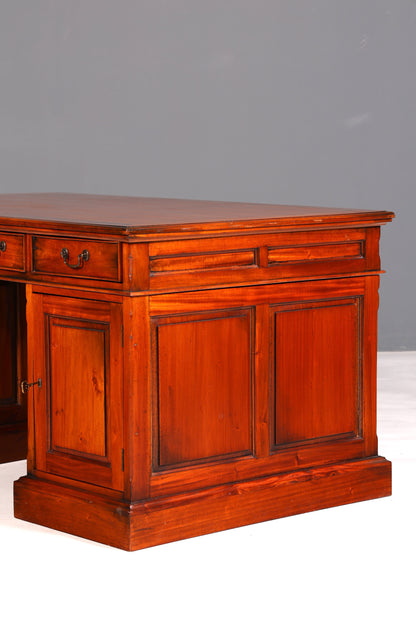 Magnifique bureau anglais en acajou, bureau de travail ancien, bureau professionnel, bureau partenaire