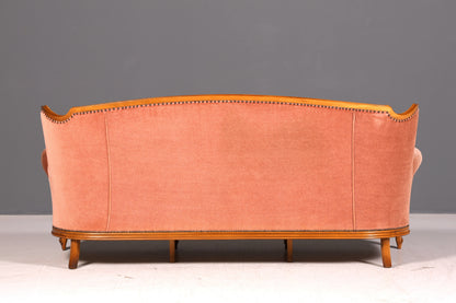 Edles Chippendale Sofa Barock Stil Samt Stoff Couch 3-Sitzer Rococo Antik Polstersofa