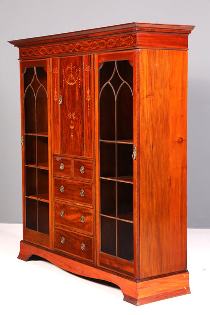 Wunderschöne Englische XXL Vitrine Bibliothek Bücherschrank UK Buffet Schrank Antik