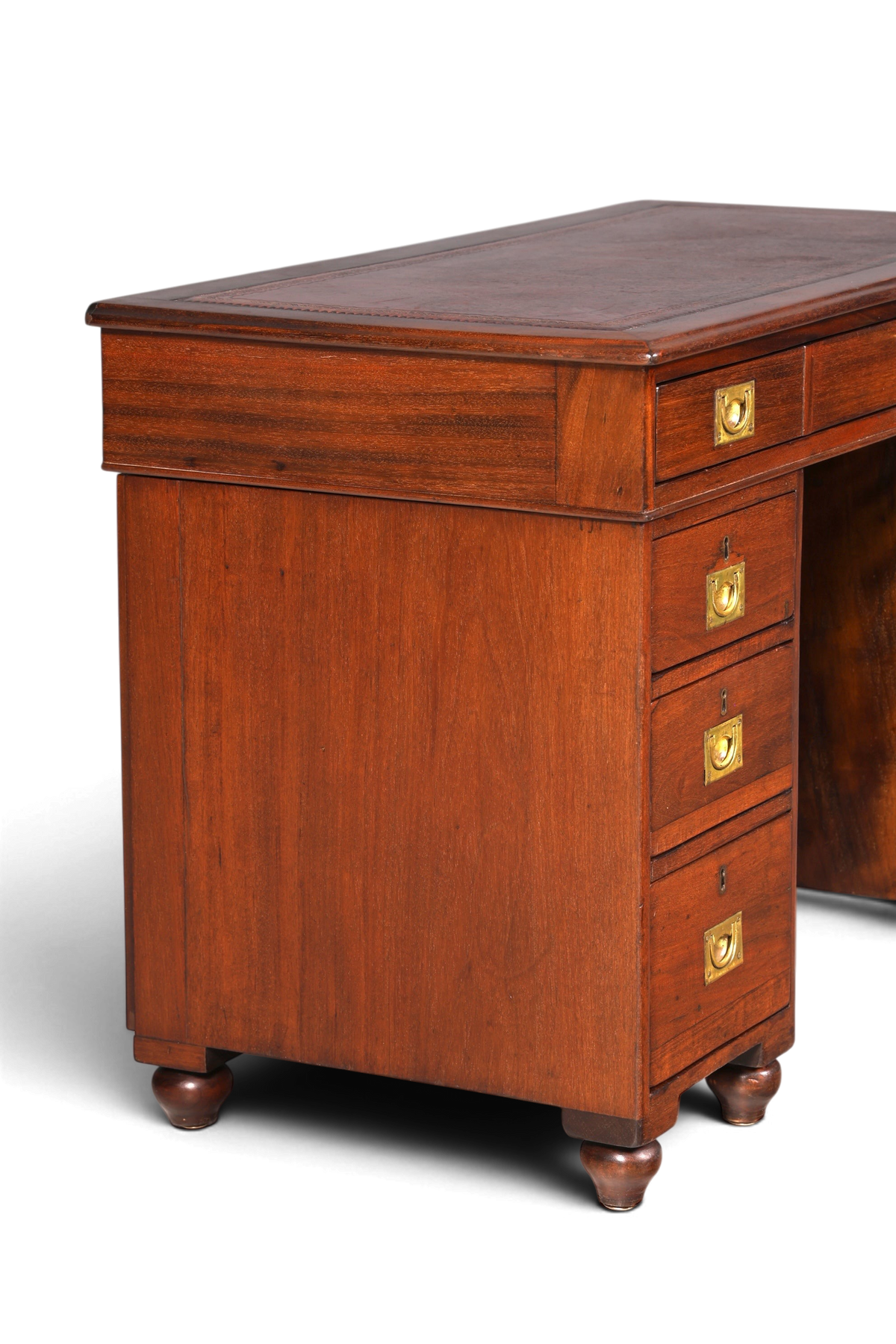 Edler Englischer Military Chest Schreibtisch Maritim Bürotisch Lederauflage Office Desk