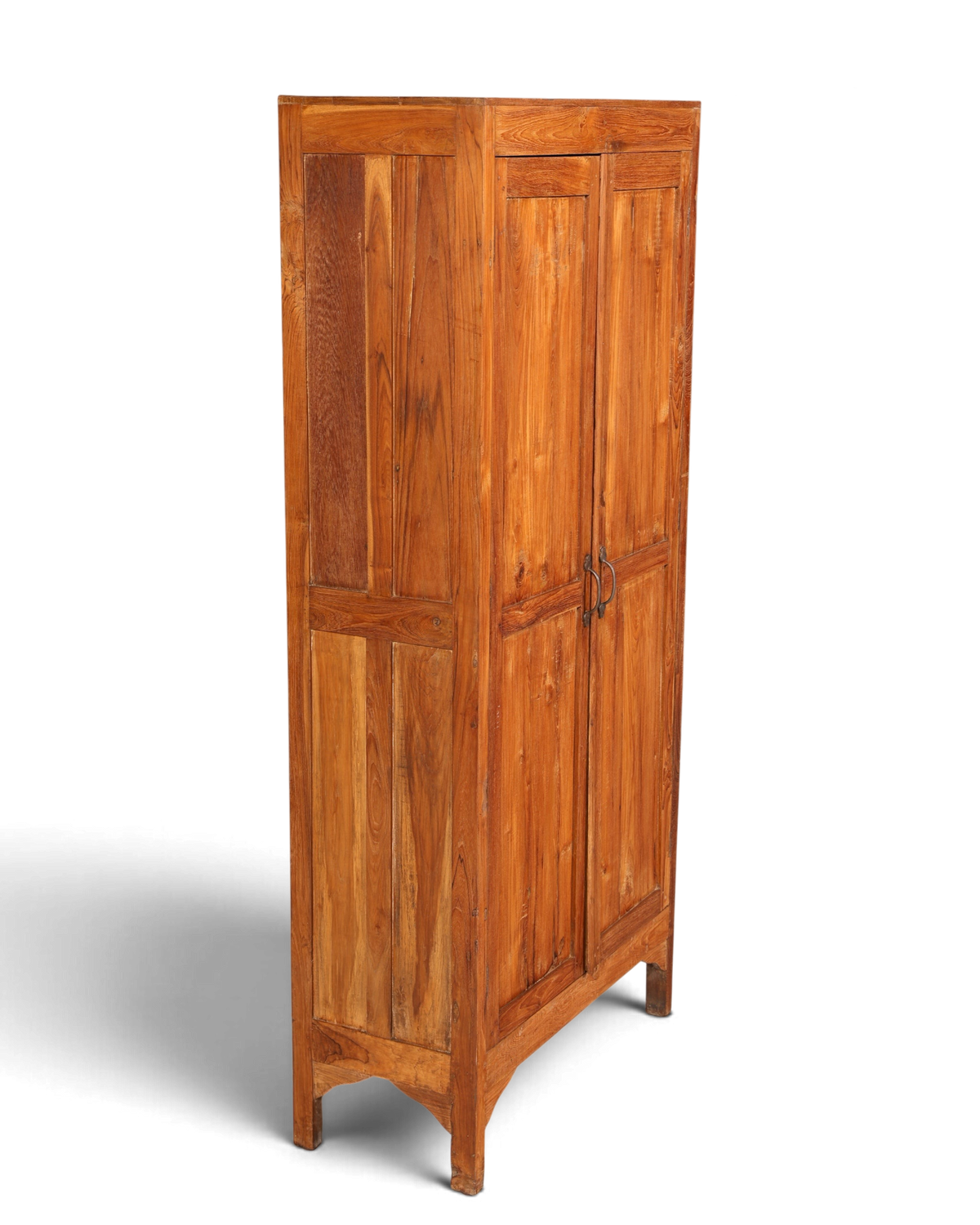 Hauptstadt Möblerei H798 Finish Kleiderschrank aus massivem braunem Holz mit zwei Türen im rustikalen Design