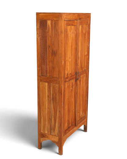 Hauptstadt Möblerei H798 Finish Kleiderschrank aus massivem braunem Holz mit zwei Türen im rustikalen Design