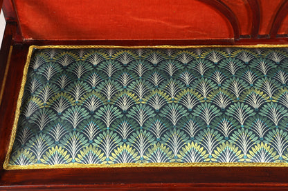 Magnifique banc Art nouveau, banc ancien, canapé en bois, banc capitonné, banc en bois