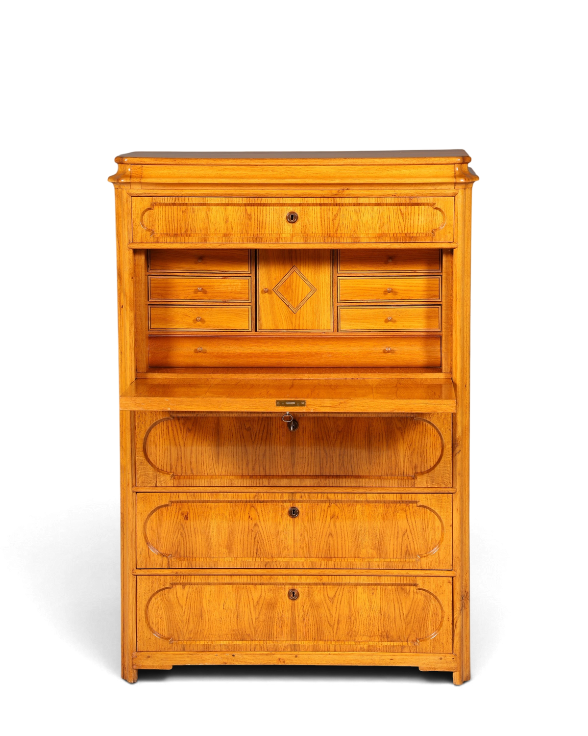 E893 Finish Stilvoller Biedermeier Sekretär Louis Philippe Vertiko Antik Kommode Schreibkommode Office Desk