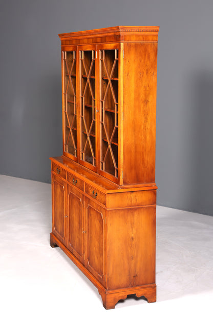 Wunderschöne Englische Vitrine Bücherschrank Buffet Antik Stil Englisch Eibe Glasvitrine Bibliothek