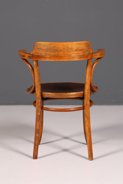 Magnifique fauteuil à accoudoirs de style Thonet, en bois courbé, antique, chaise de secrétaire vintage pour salle à manger ou cuisine