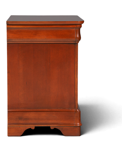 Hauptstadt Möblerei H820 Nachttisch aus dunklem Holz mit klassischem Design in Seitenansicht