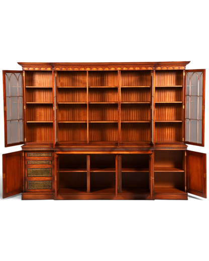 Hauptstadt Möblerei englische Vitrine aus Echtholz mit Sekretär, Messingbeschlägen und höhenverstellbaren Regalböden
