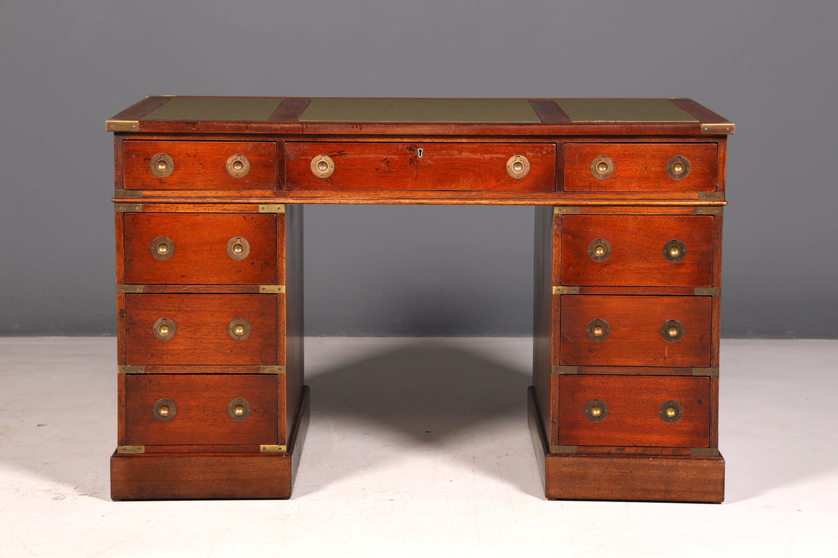 Élégant bureau maritime, coffre militaire anglais, bureau professionnel, office table