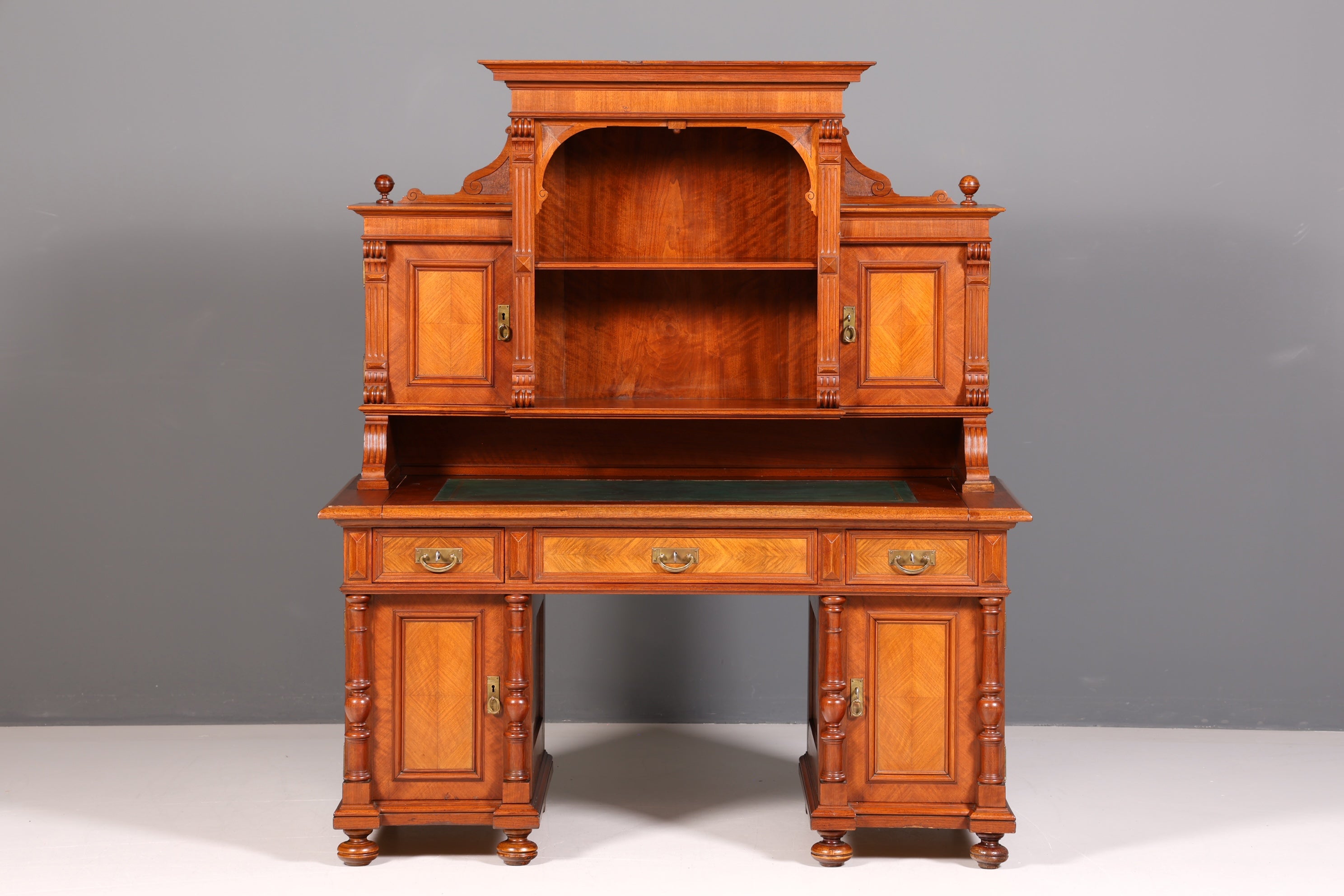 Traumhafter Gründerzeit Schreibtisch mit Aufsatz Jugendstil Bürotisch Massivholz um 1900