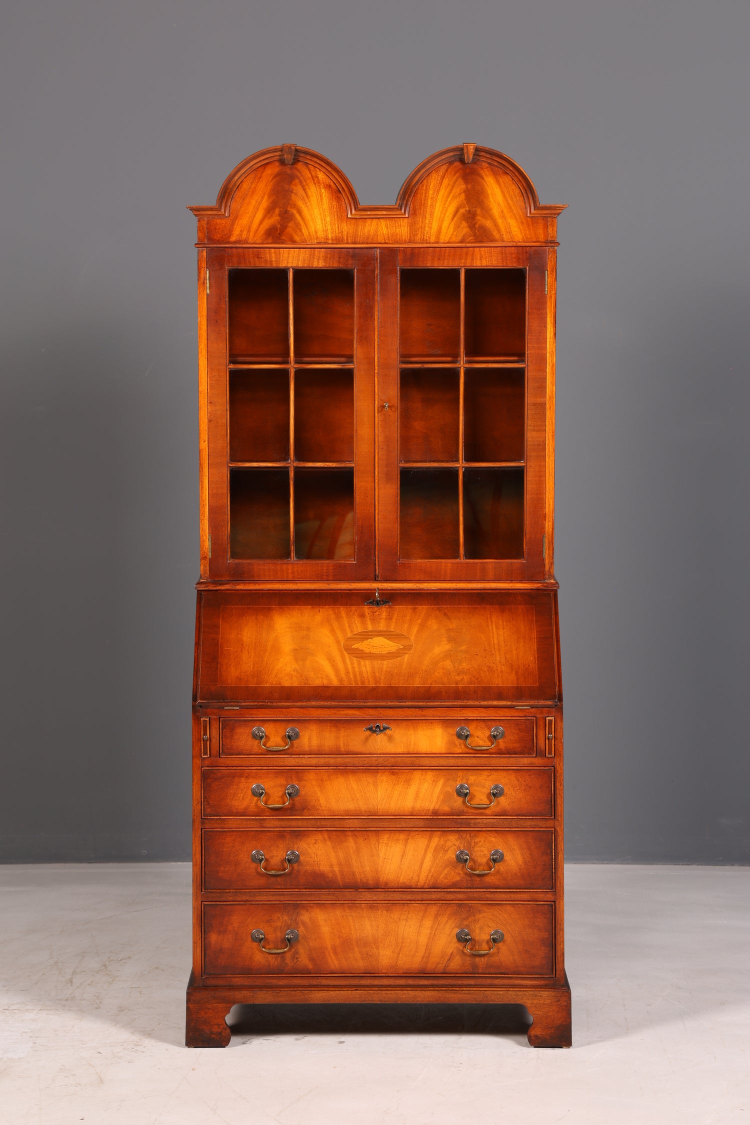 Wunderschöner Englischer Aufsatzsekretär Sekretär Bücherschrank Vitrine Mahagoni Antik Büro Schreibschrank UK
