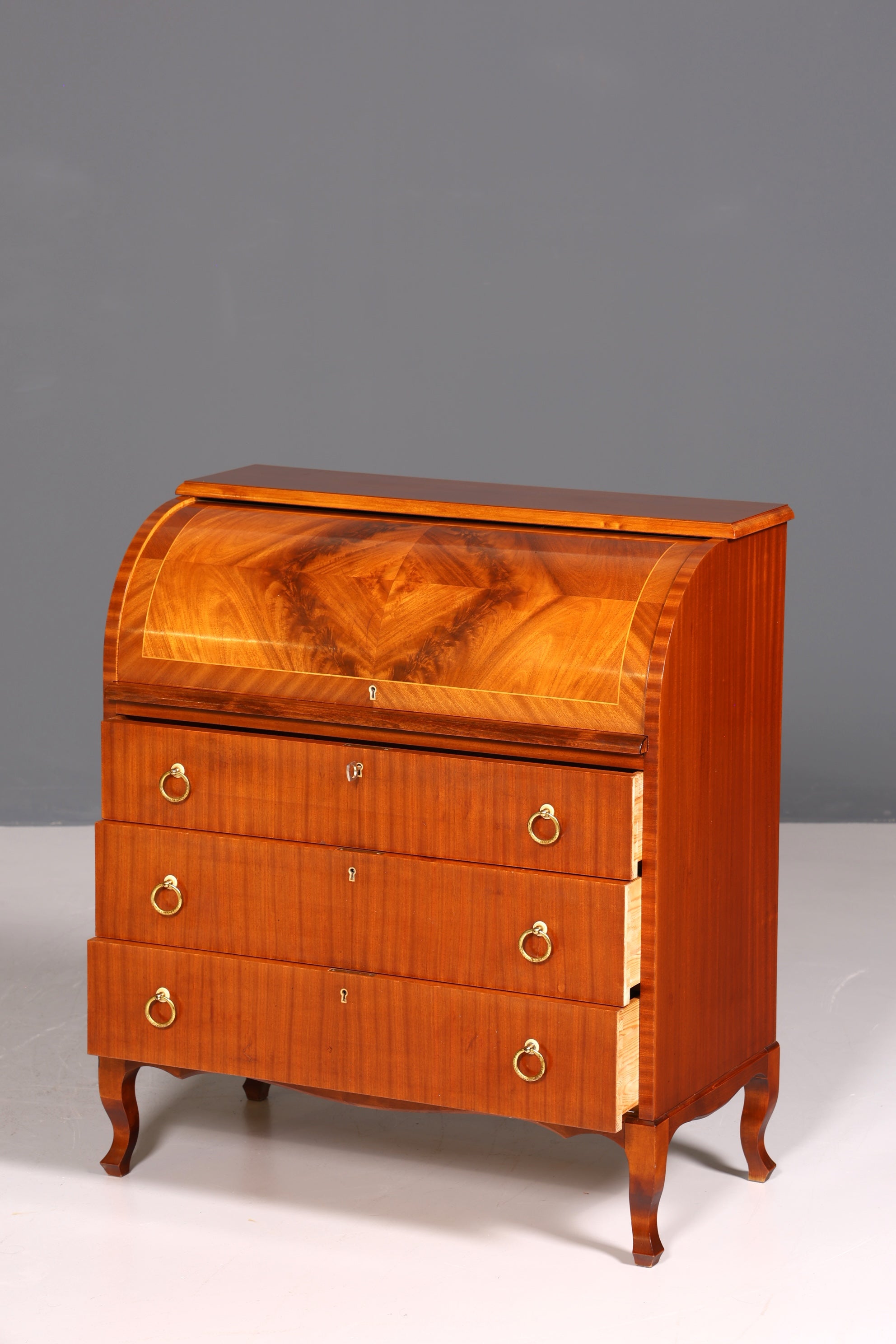 Wunderschöner Mid Century Rollladen Sekretär echt Holz Büro Schrank Vintage Schreibkommode 60s