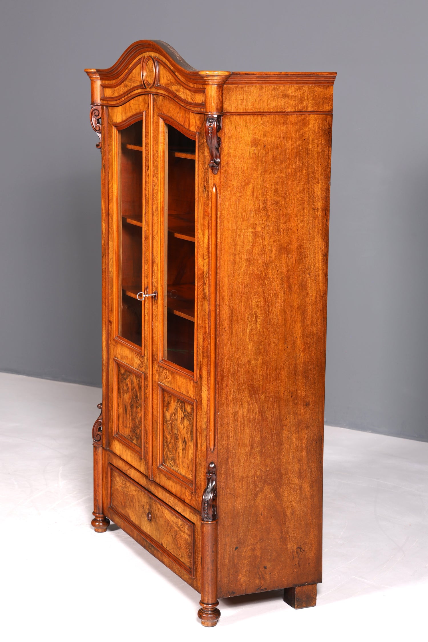 Traumhafte Louis Philippe Vitrine Antik Biedermeier Schrank echt Holz um 1880