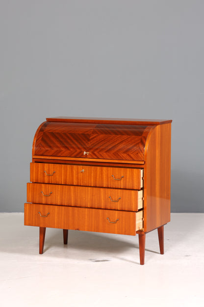 Stilvoller Mid Century Rollladen Sekretär echt Holz Büro Schrank Vintage Schreibkommode
