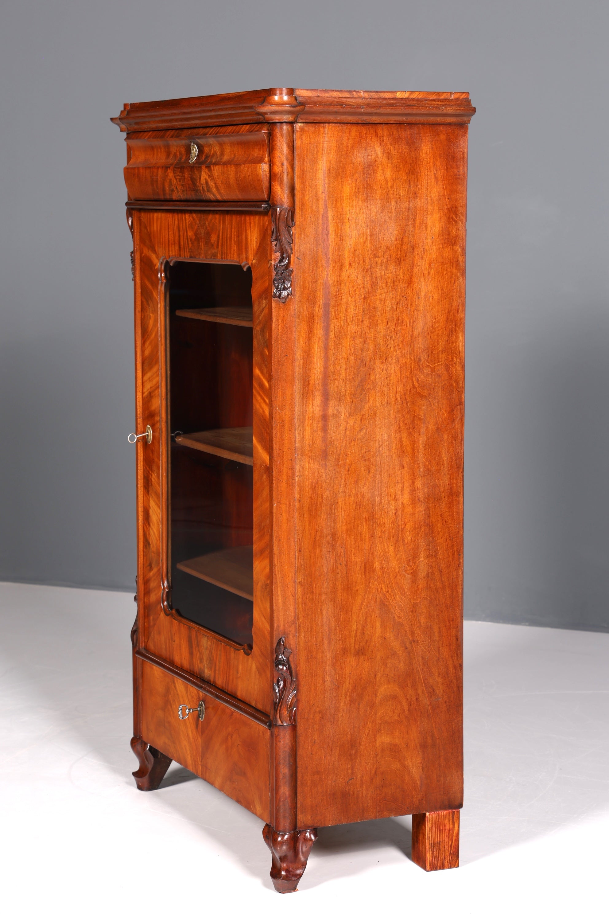 Traumhafte Louis Philippe Vitrine Antik Biedermeier Schrank echt Holz Geschirrschrank um 1880