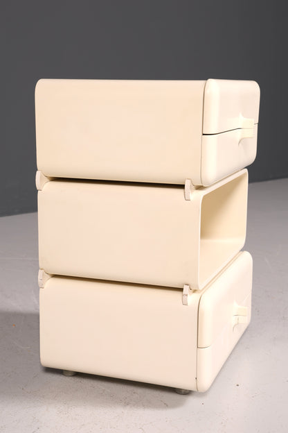 Commode rare du milieu du siècle, table de chevet modulaire style futuriste, design français, commode vintage, 4 sur 5