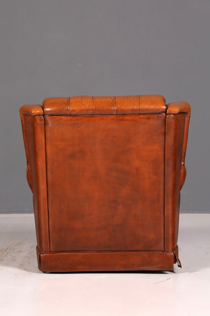 Stilvoller Original Chesterfield Sessel Englischer Armlehnsessel Cognac Echt Leder Herrensessel 2 von 2