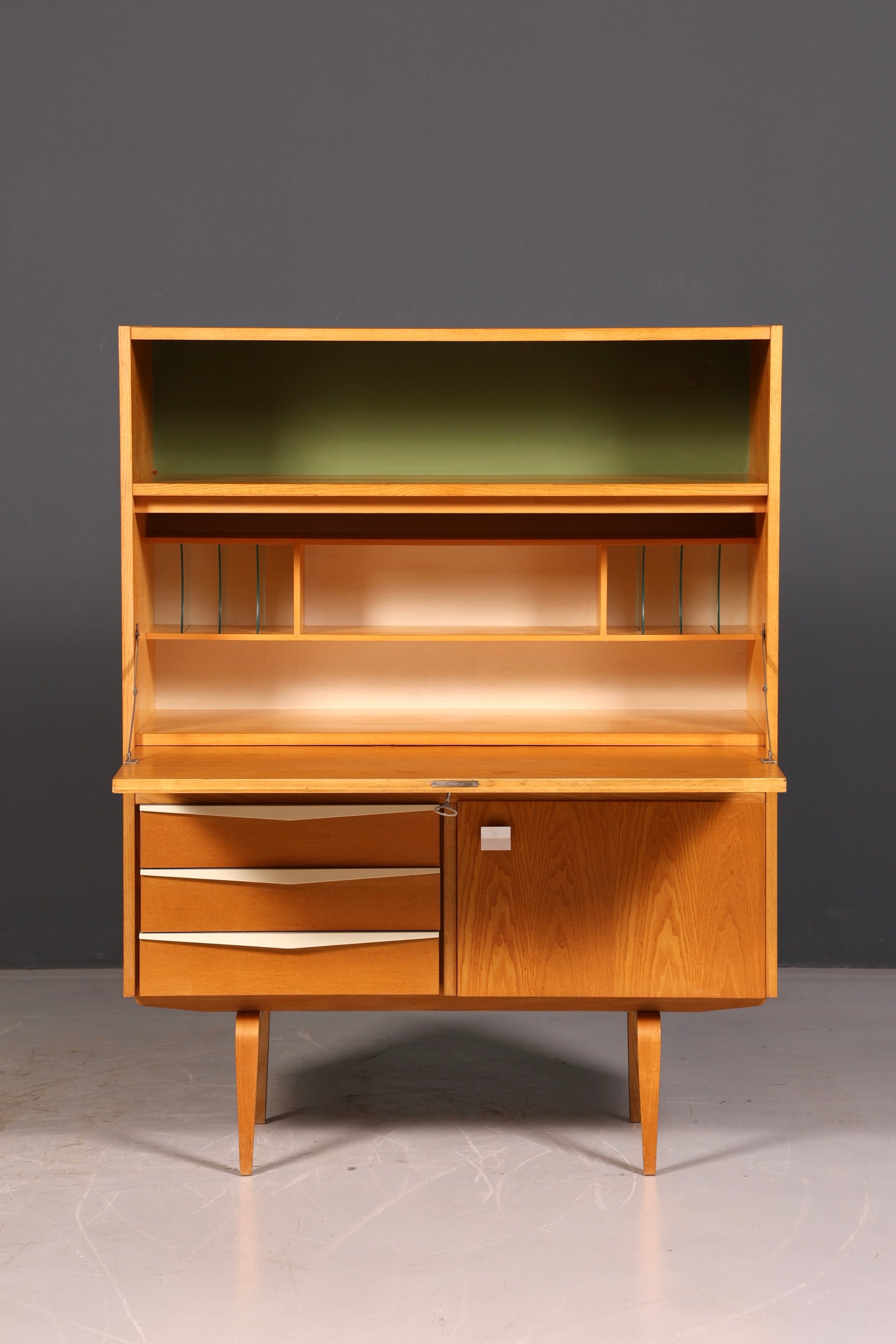 Wunderschöner Hellerau Schrank Modell 427 Mid Century Sekretär Vintage Schreibschrank Design Retro Highboard Esche