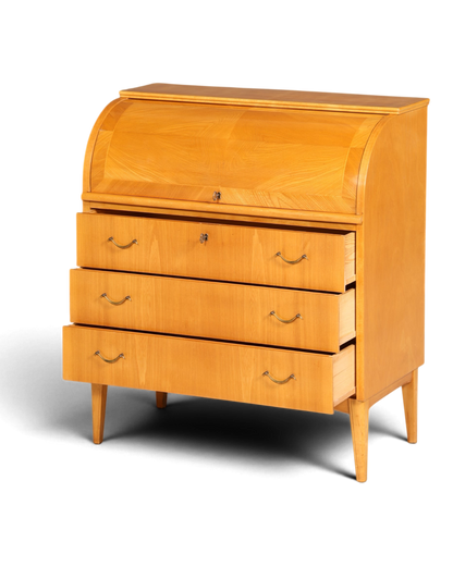Stilvoller Mid Century Rollladen Sekretär echt Holz Büro Schrank Vintage Schreibkommode