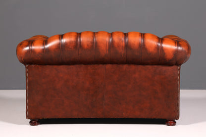 Stilvolles Original Chesterfield Sofa 2-Sitzer Couch Echt Leder Englisch Polstersofa