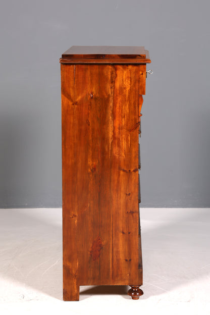 Commode élégante Gründerzeit vers 1890, vertiko Art Nouveau, chiffonnier antique, commode en lin