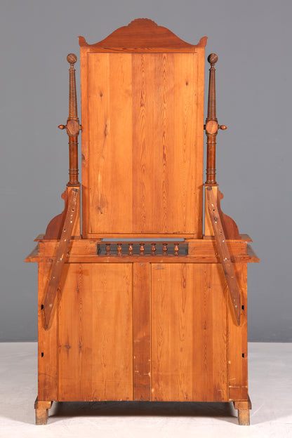F972 Finish cm Traumhafte Louis Philippe Kommode mit Spiegelaufsatz Gründerzeit Holz Schrank Antik Flurschrank um 1880