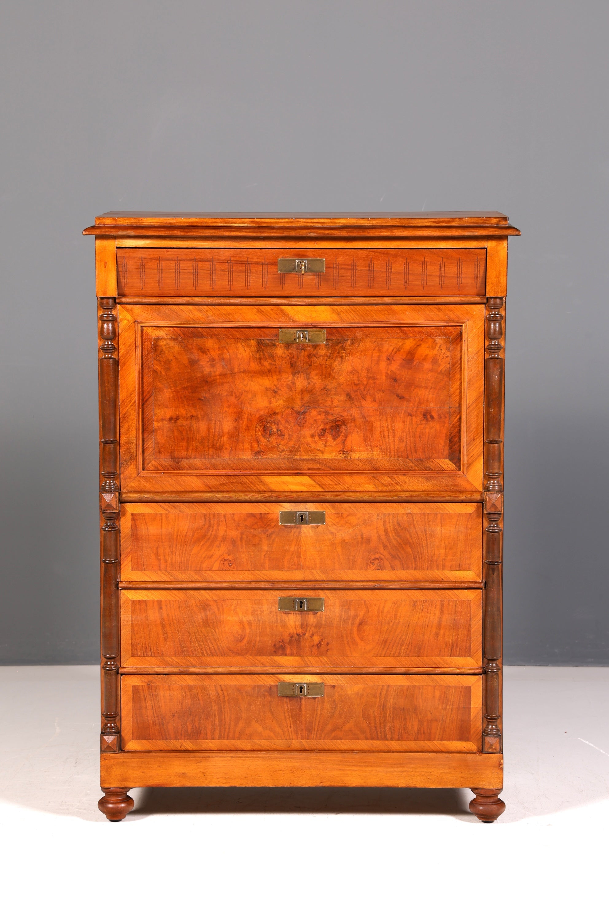 Edler Gründerzeit Sekretär Vertiko Highboard Louis Philippe Kommode Antik um 1880 Schreibsekretär