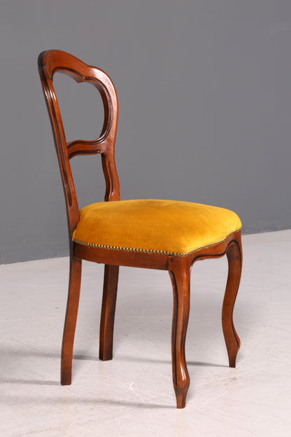 Edler Louis Philippe Stuhl um 1880 Antik Biedermeier Nussbaum Esszimmerstuhl Polsterstuhl Sekretärstuhl Vintage