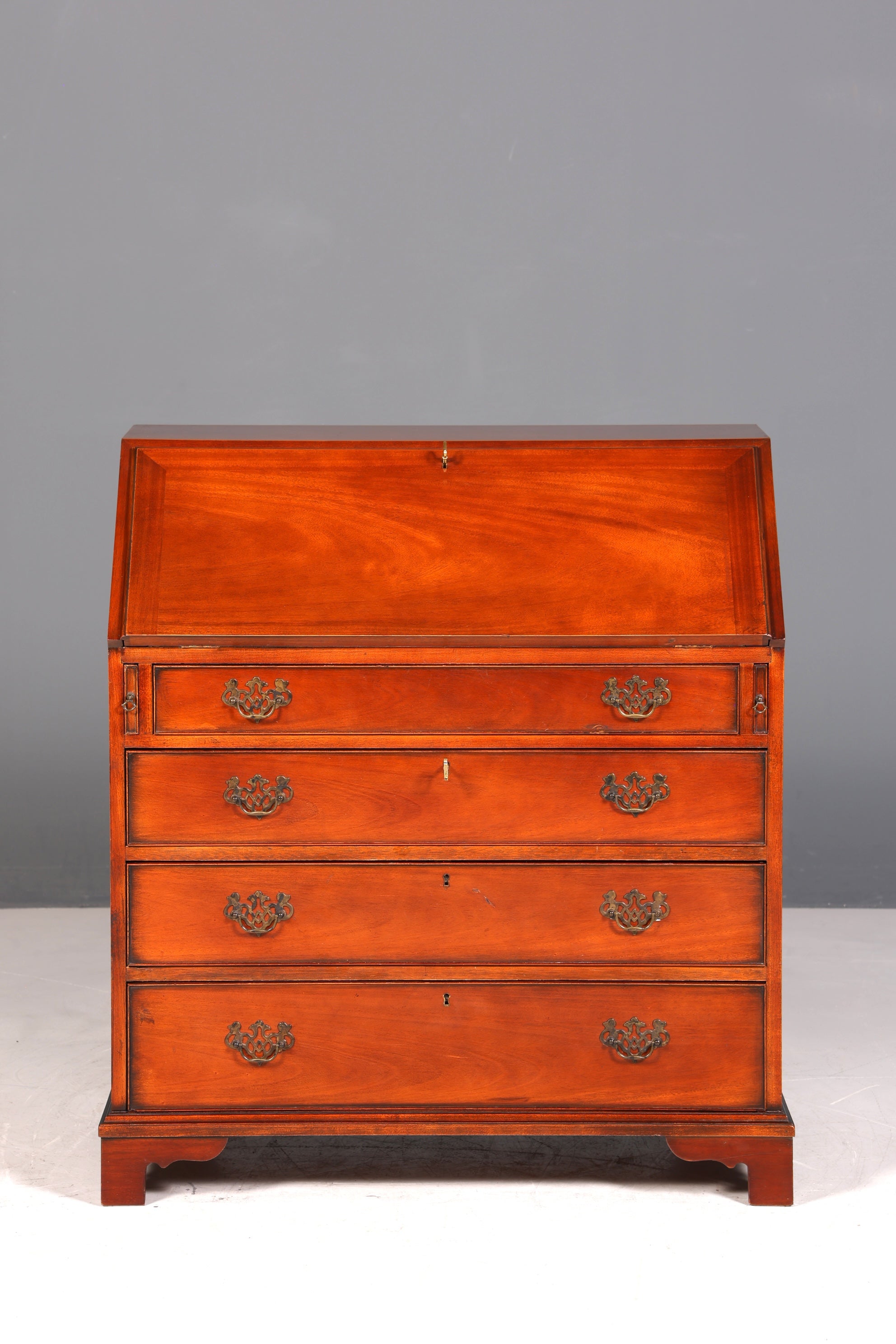 Magnifique secrétaire anglais, bureau, plateau en cuir véritable, table d&