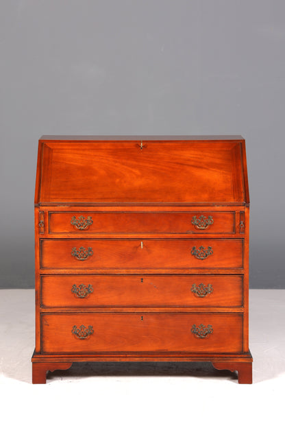 Magnifique secrétaire anglais, bureau, plateau en cuir véritable, table d&