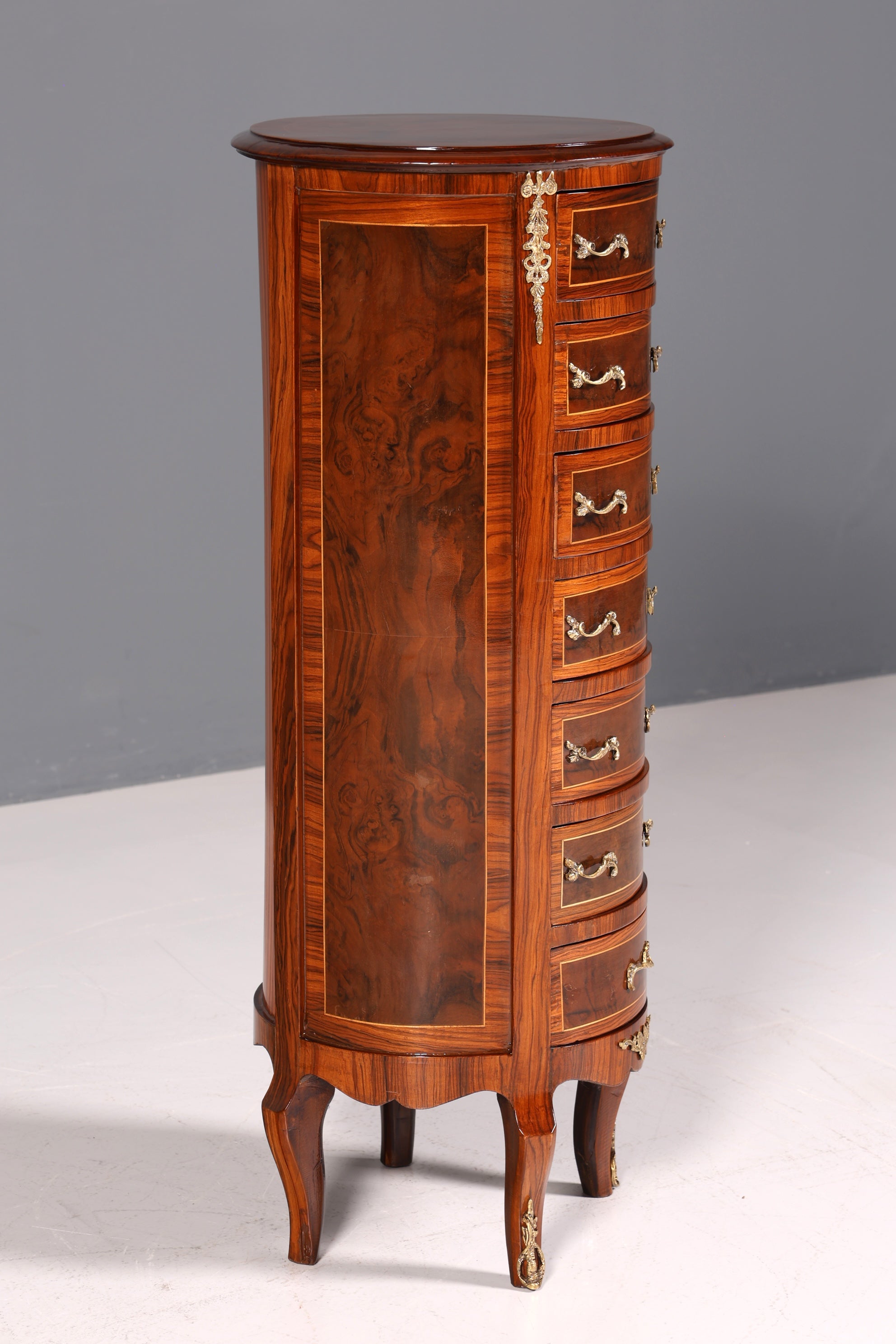Wunderschöne Barock Stil Kommode Vertiko Schubladenkommode Intarsien 7-Schübige Kommode