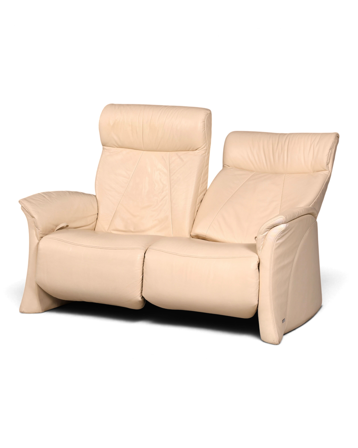 Hauptstadt Möblerei Zweisitzer-Sofa aus beigem Leder mit verstellbaren Rückenlehnen in modernem Design