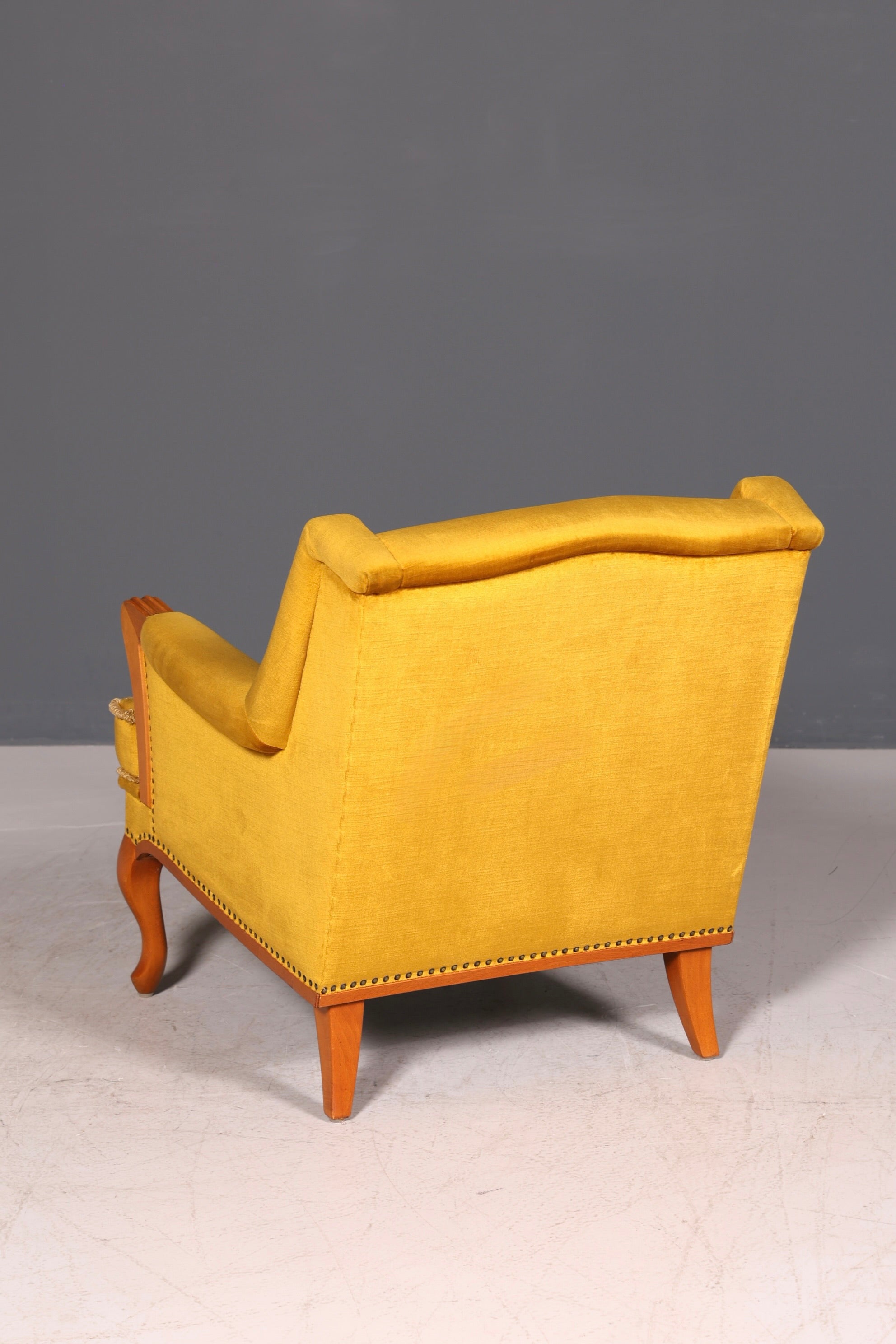 G060 Finish Edler Chippendale Armlehnsessel Barock Stil Sessel Armchair Samt Stoff Sessel