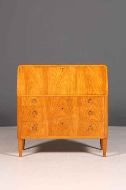 G025 Finish Schlichter Mid Century Sekretär Vintage Schreibmöbel echt Holz Kommode Office Secretary