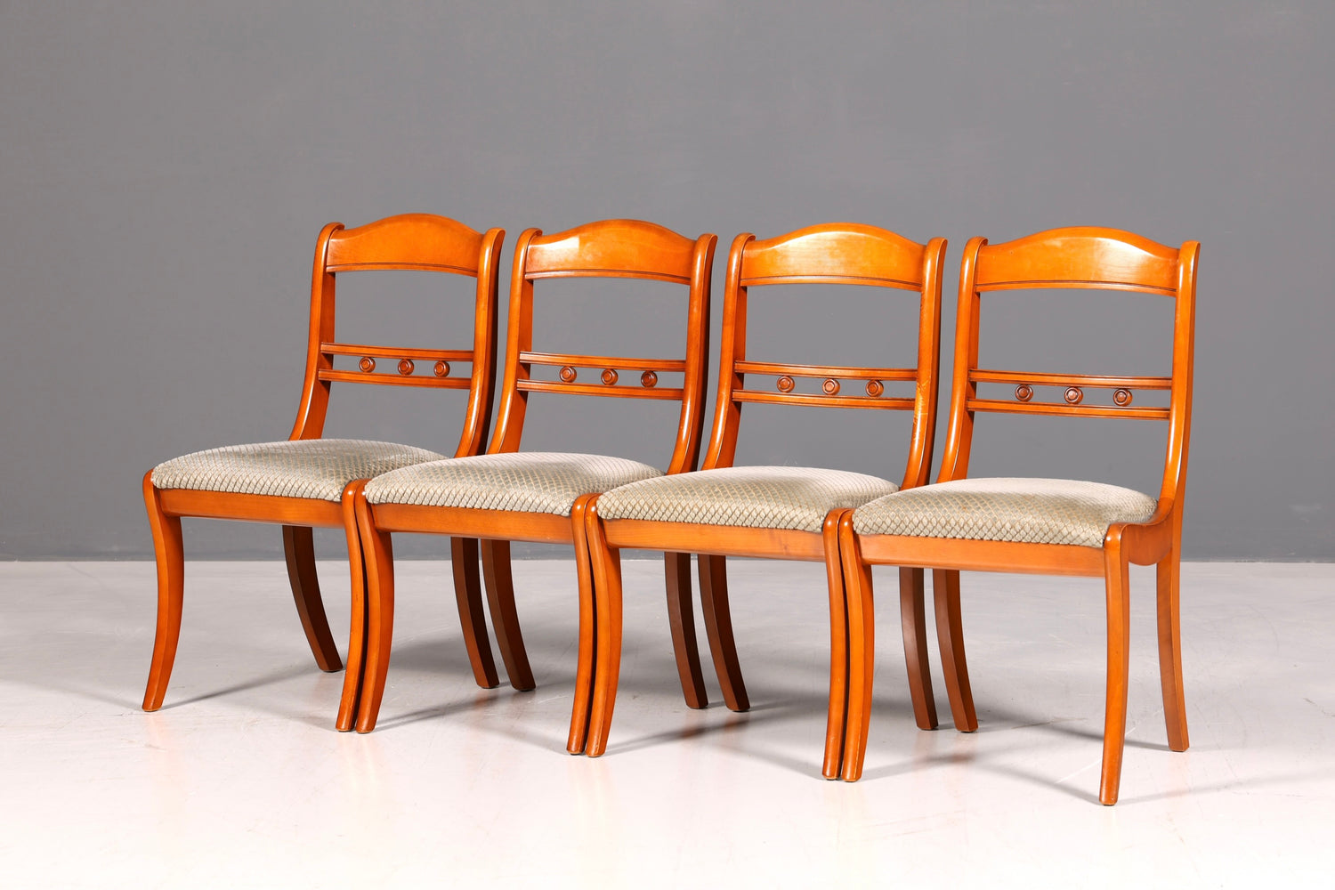 4x Englische Stühle Set Regency Dining Chairs Antik Esszimmerstühle Küchenstühle Stuhlset Vintage 60er