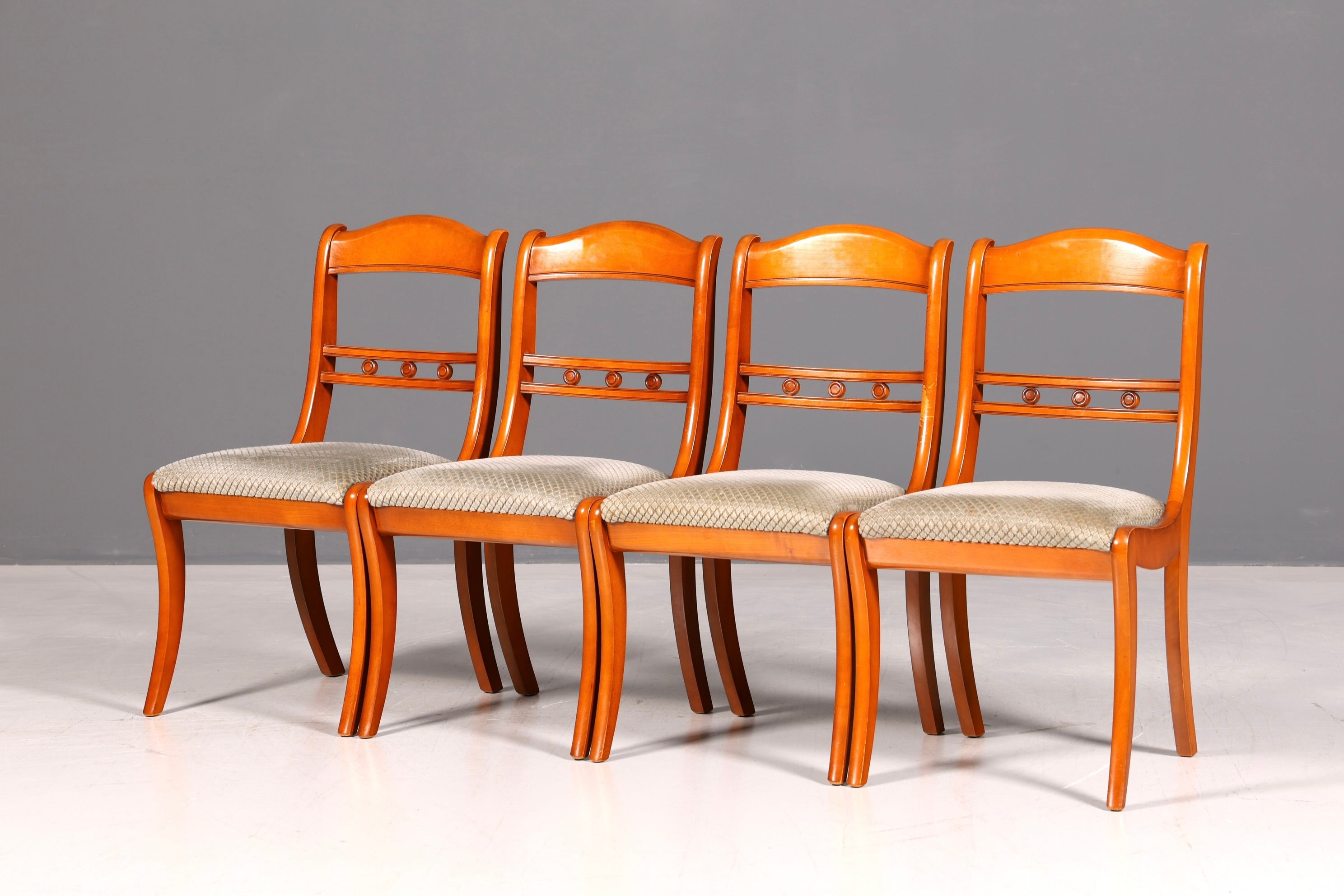 4x Englische Stühle Set Regency Dining Chairs Antik Esszimmerstühle Küchenstühle Stuhlset Vintage 60er