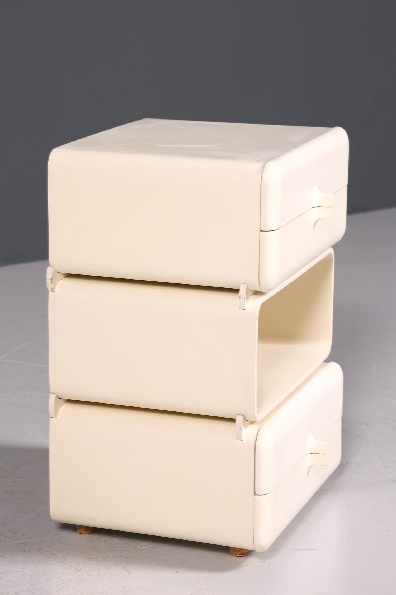 Commode rare du milieu du siècle, table de chevet modulaire style futuriste, design français, commode vintage, 5/5