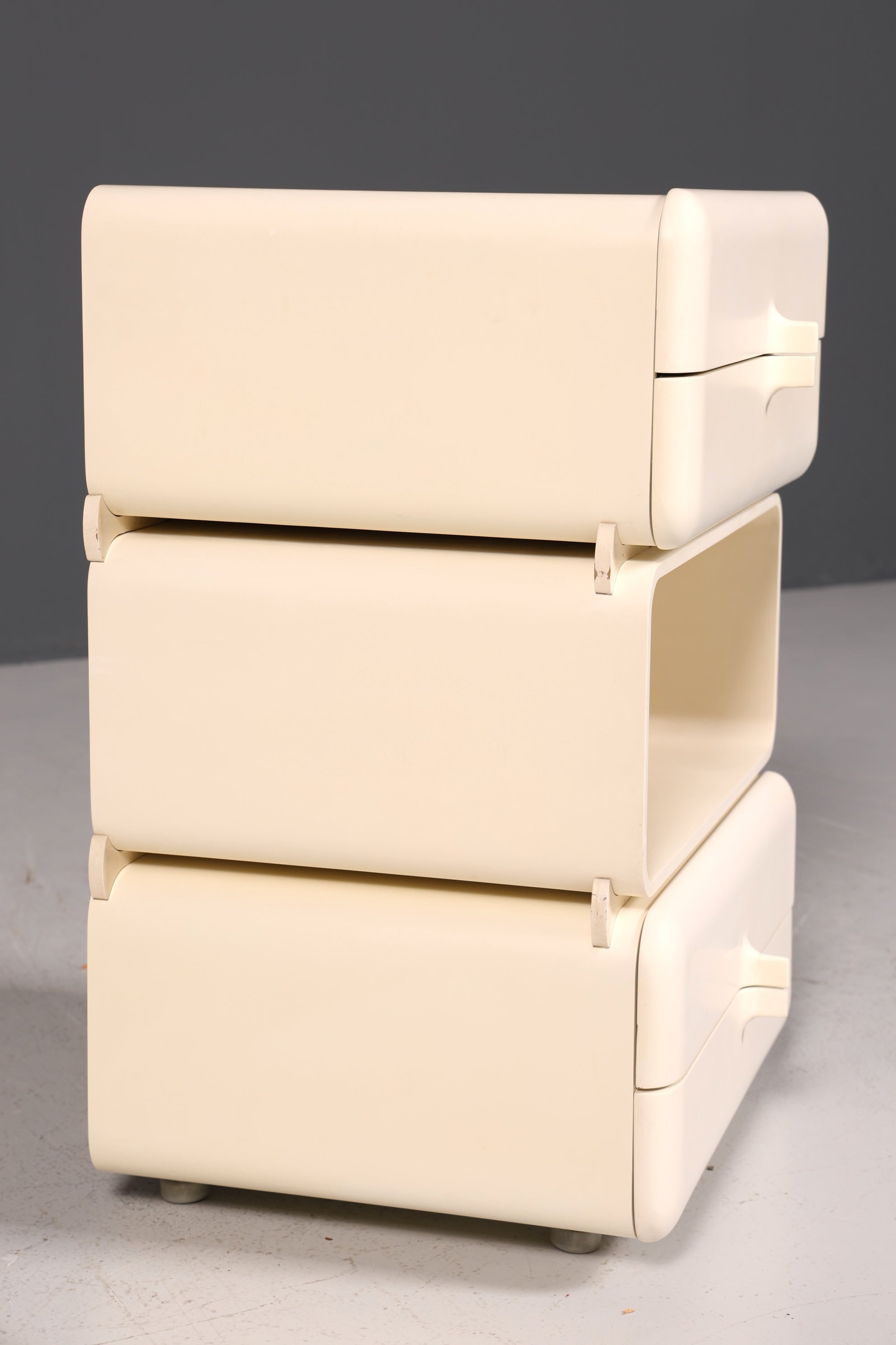 Commode rare du milieu du XXe siècle, table de chevet modulaire au design futuriste, commode vintage française, 1 sur 5