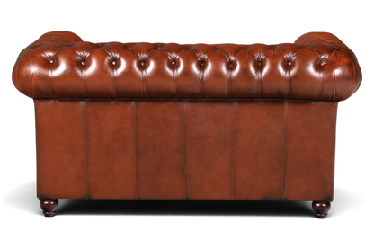 G118 Finish Wunderschönes Original Chesterfield 2er Sofa Englisch Oxblood Leder 2- Sitzer Couch