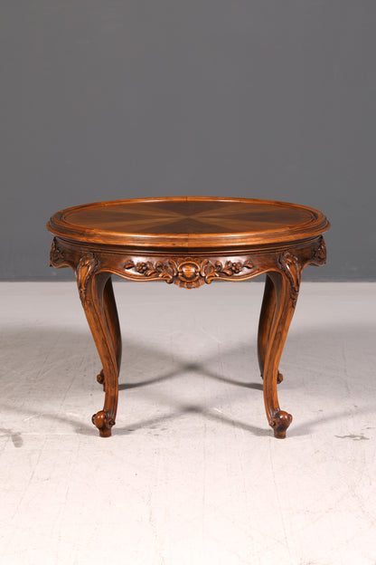 Wunderschöner Chippendale Couchtisch Barock Stil Rund Beistelltisch Ablagetisch Antik Sofatisch Vintage