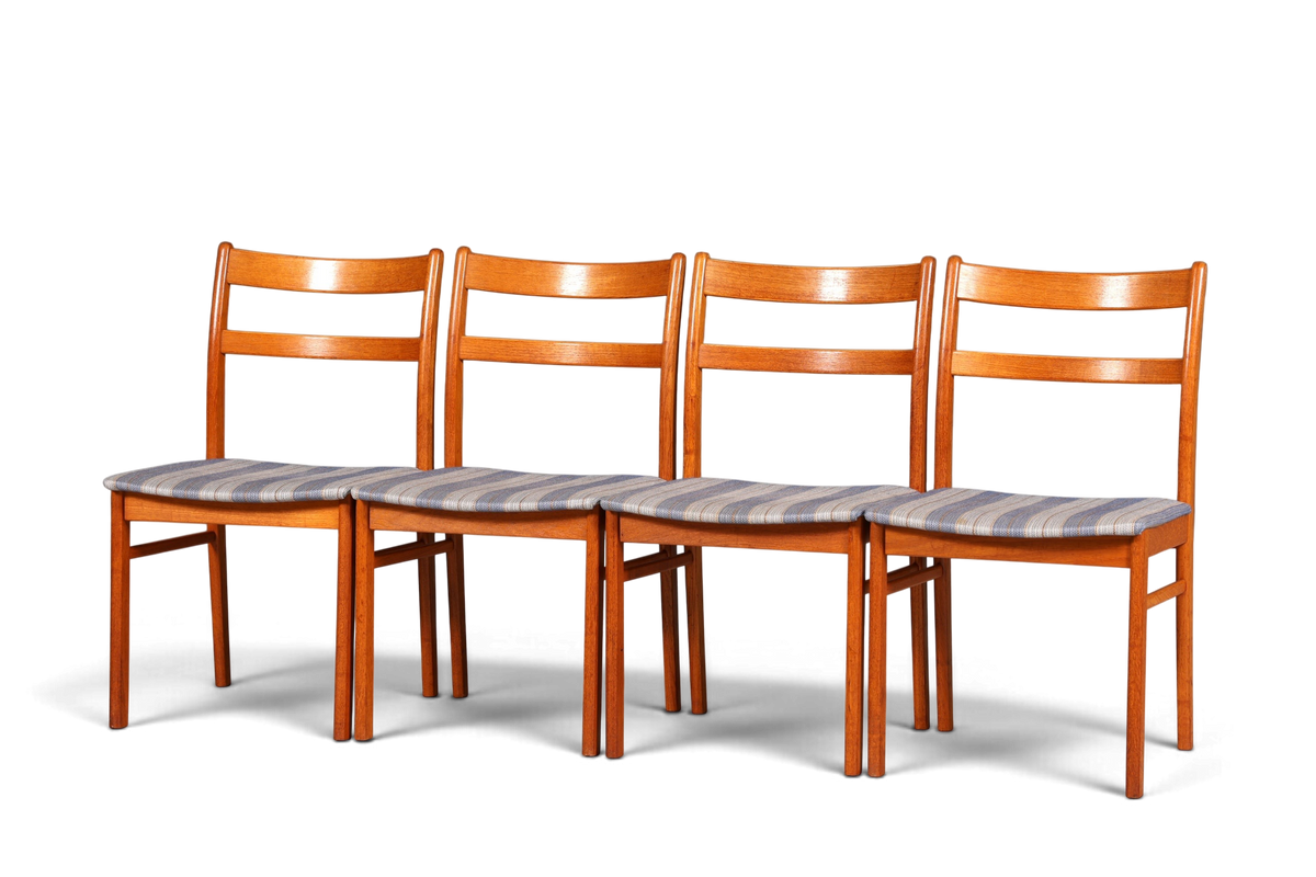 G403 Finish cm 4x Mid Century Teak Holz Stühle Made in Denmark Retro Stuhlset Danish Design Küchenstühle (Kopie)