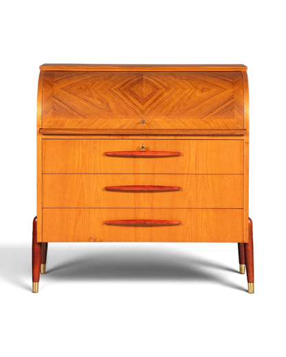 Schlichter Mid Century Rollladen Sekretär von Bröderna Gustafssons Büro Schrank Schreibkommode 60s Schreibmöbel