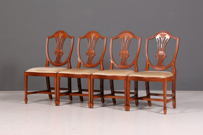 Edles 4x Englische Stühle Set Hepplewhite Stil Dining Chairs Antik Esszimmerstühle Küchenstühle Stuhlset Vintage
