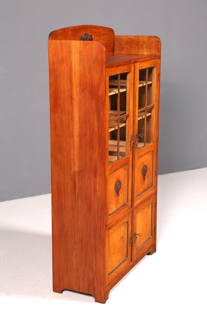 Traumhafte Jugendstil Vitrine Antik Holz Bücherschrank Eiche Antik Schrank Geschirrschrank