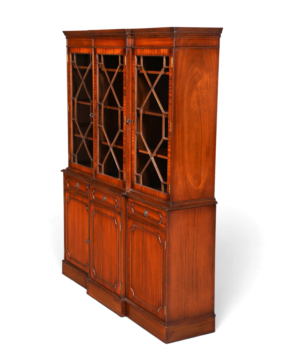 Hauptstadt Möblerei englische Mahagoni Vitrine mit Sprossentüren und Unterschrank im klassischen Bibliotheks-Stil