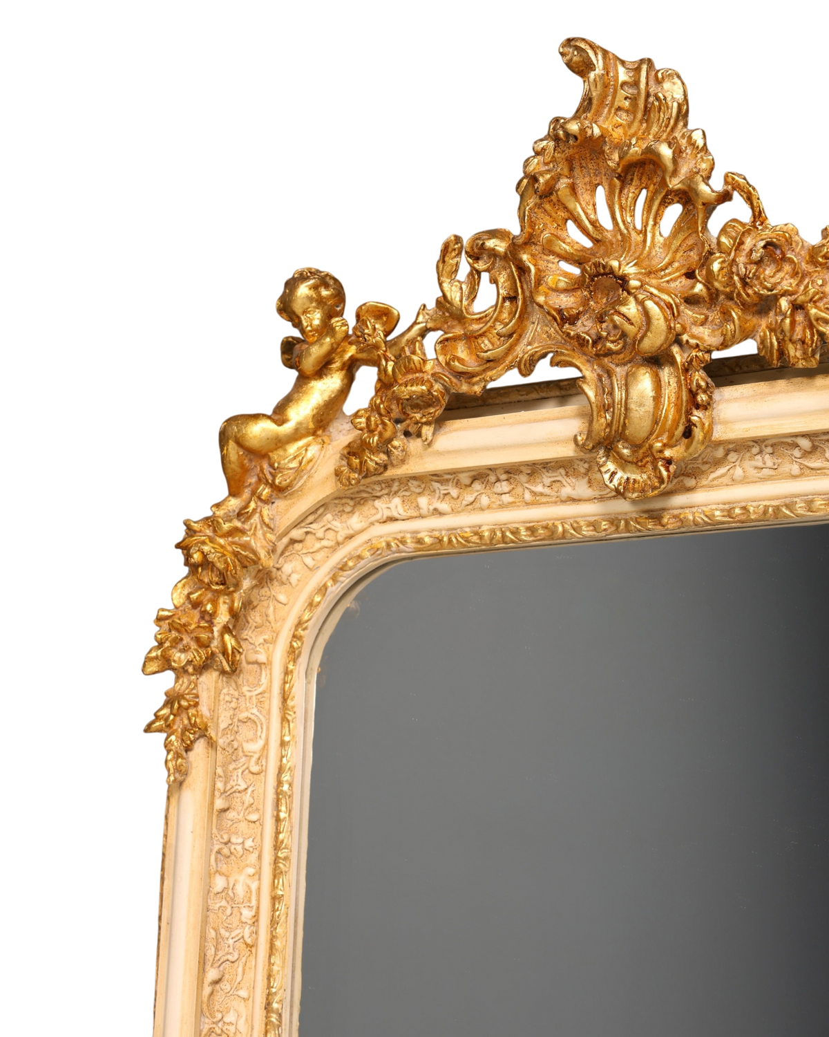 Stilvoller Prunk Barock Stil Standspiegel Antik Stil Gold Creme Ornament Flurspiegel Spiegel Wandspiegel