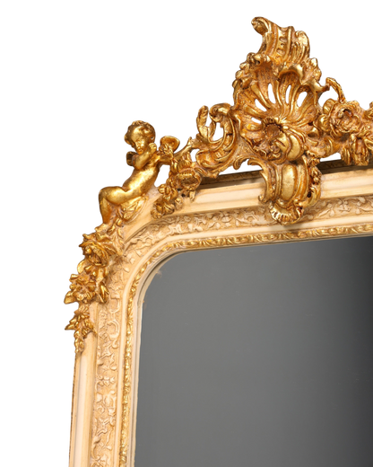 Stilvoller Prunk Barock Stil Standspiegel Antik Stil Gold Creme Ornament Flurspiegel Spiegel Wandspiegel