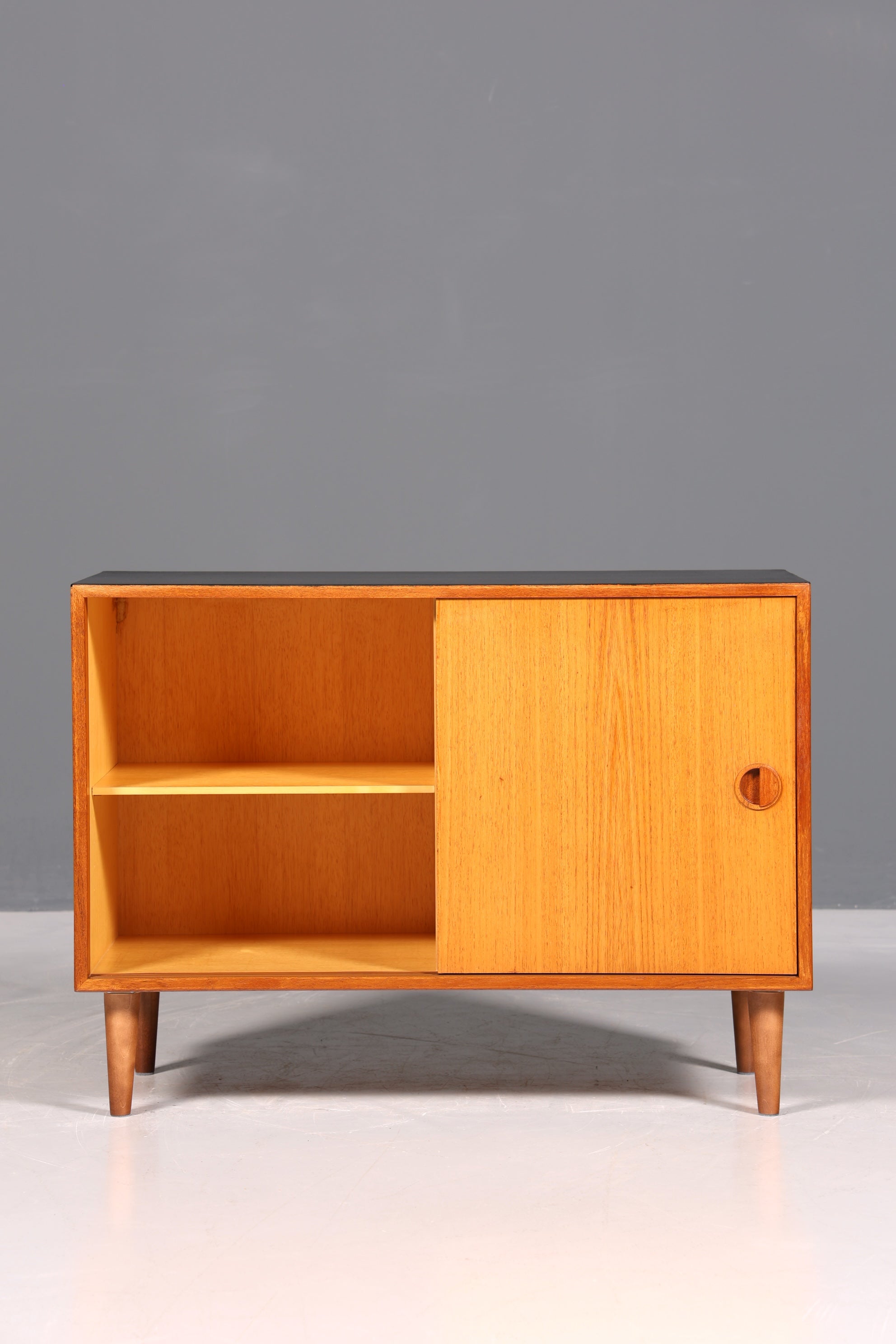 Meuble de style mid-century en teck avec portes coulissantes, commode, buffet, meuble d&