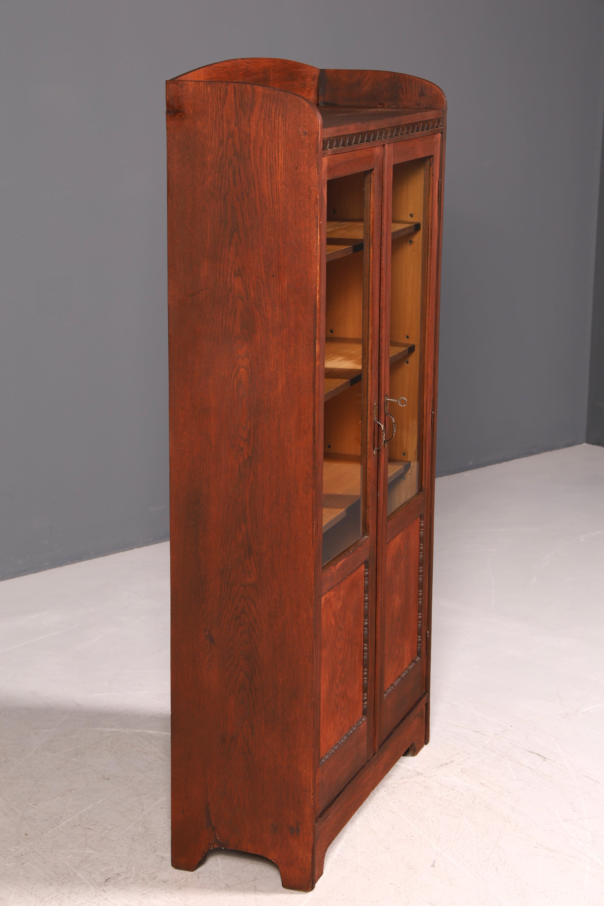 G045 Finish Traumhafte Jugendstil Vitrine Antike Holz Bücherschrank Eiche Antik Schrank Geschirrschrank