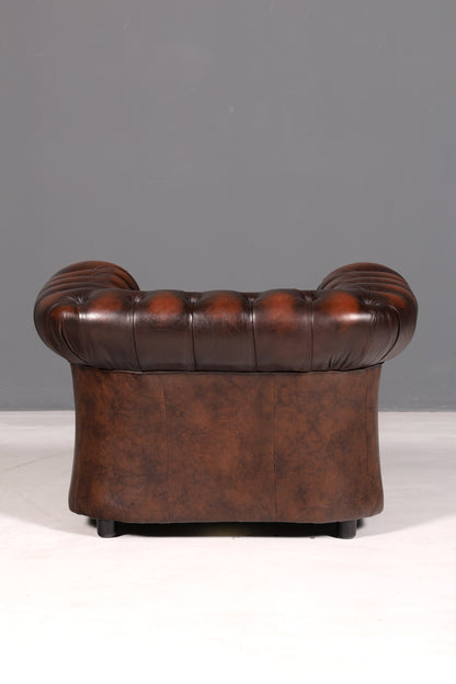 Élégant fauteuil Chesterfield Centurion original, fauteuil anglais à accoudoirs, fauteuil de gentleman en cuir, Angleterre
